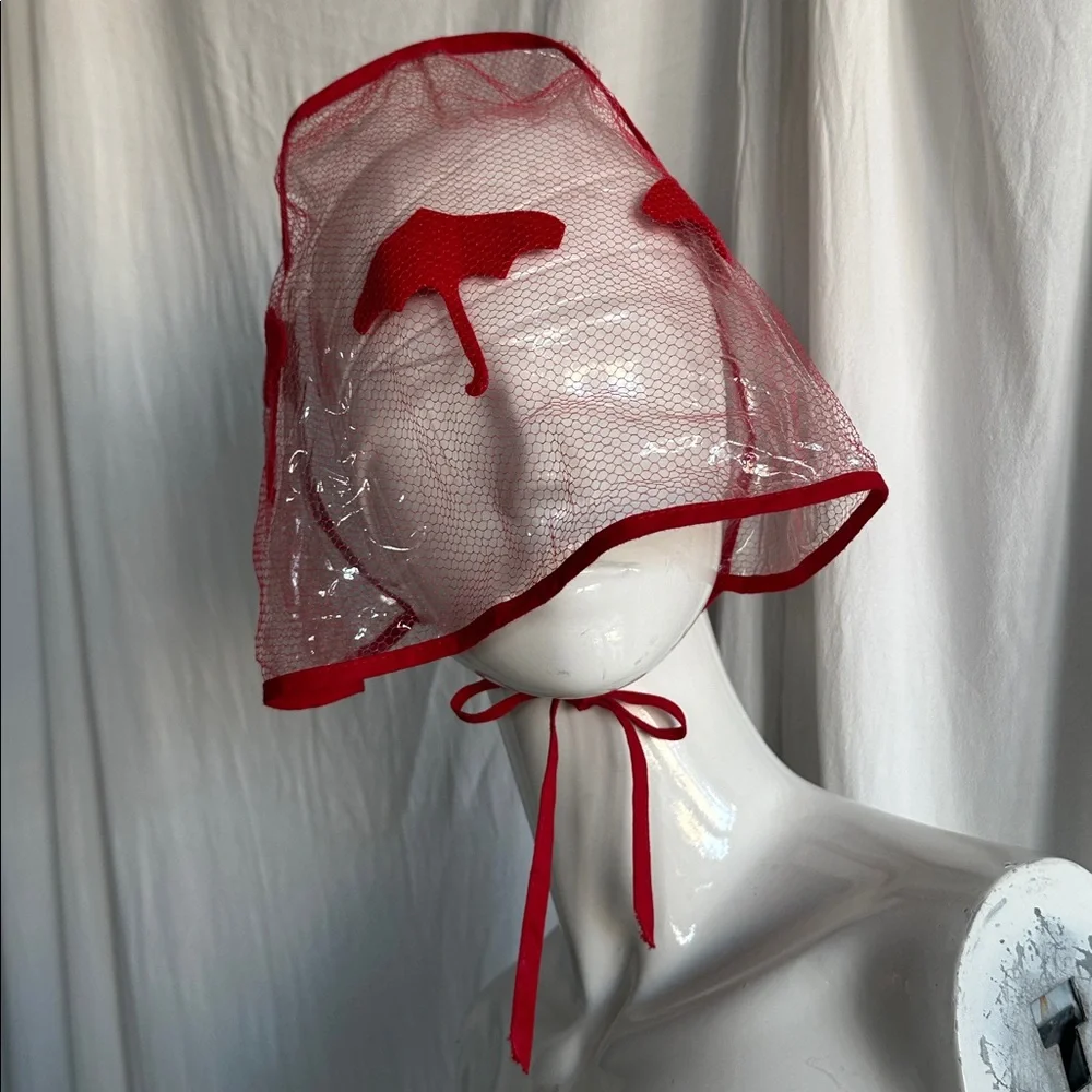 This is Rare Rain Hat Hair and makeup shield 1960 era like new Adorable Mesh in - Picture 2 of 9